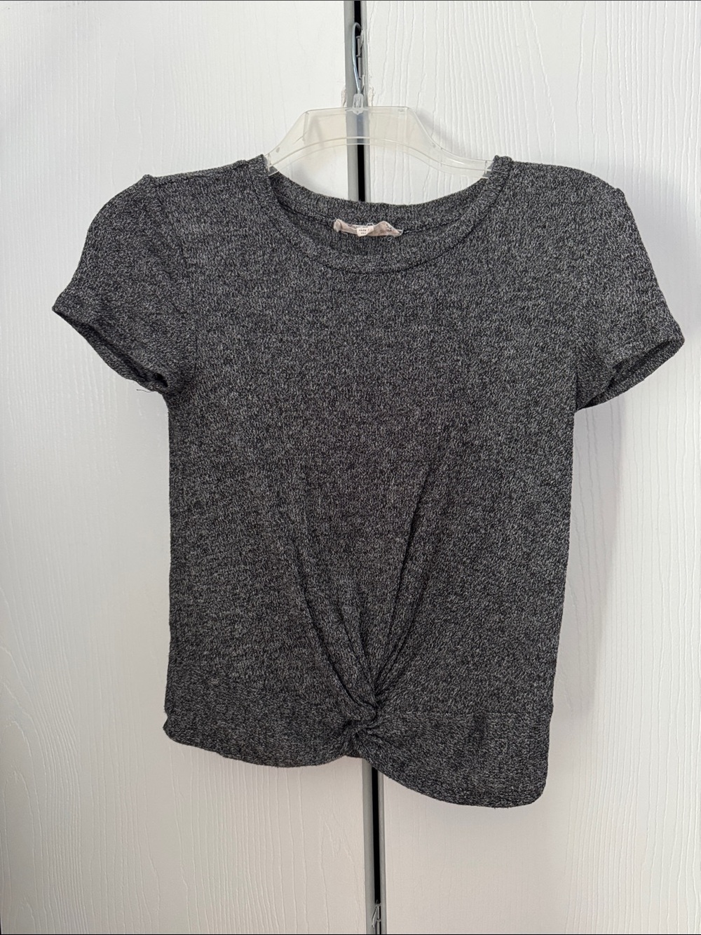 Women’s Short Sleeve Knot Front Tee - Gray